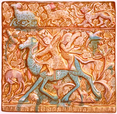 Persian lustred all-tile: a mounted Sassanian archer, 19th century by Henry Wallis